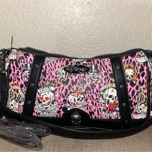 NWT Ed Hardy Vegan Shoulder Bag with crossbody strap